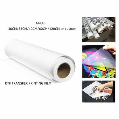 DTF-Transferfilmrolle 60cm*100m Doppelseitig Matte Clear PreTreat PET Wärmeübertragungspapier Kalte und heiße Peeling