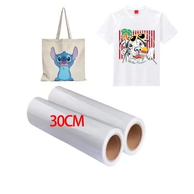 Maximieren Sie Ihr Druckpotenzial mit DTF-Druckmaterialien 30cm*100m 75U Release Pet Film Roll Doppelseitiges Kaltpeeling