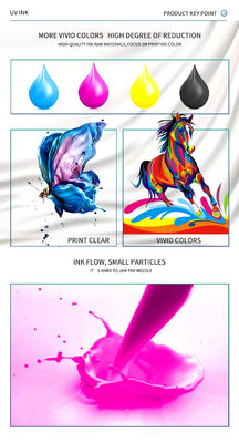 UV-Tinte CMYK+V für Epson dx7/dx5/dx4 Druckkopf 1L Verwendung für Telefonkofferleder