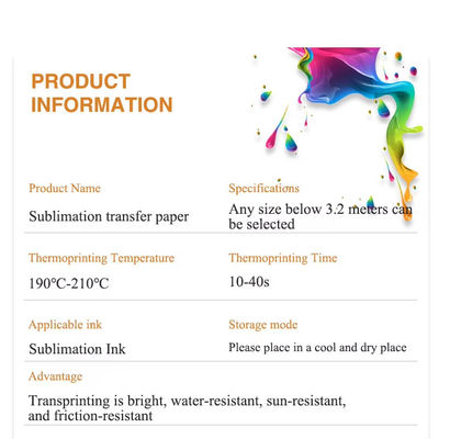 71 Zoll Sublimationsdruckmaterial Papier für dehnbare Stoffe 100GSM